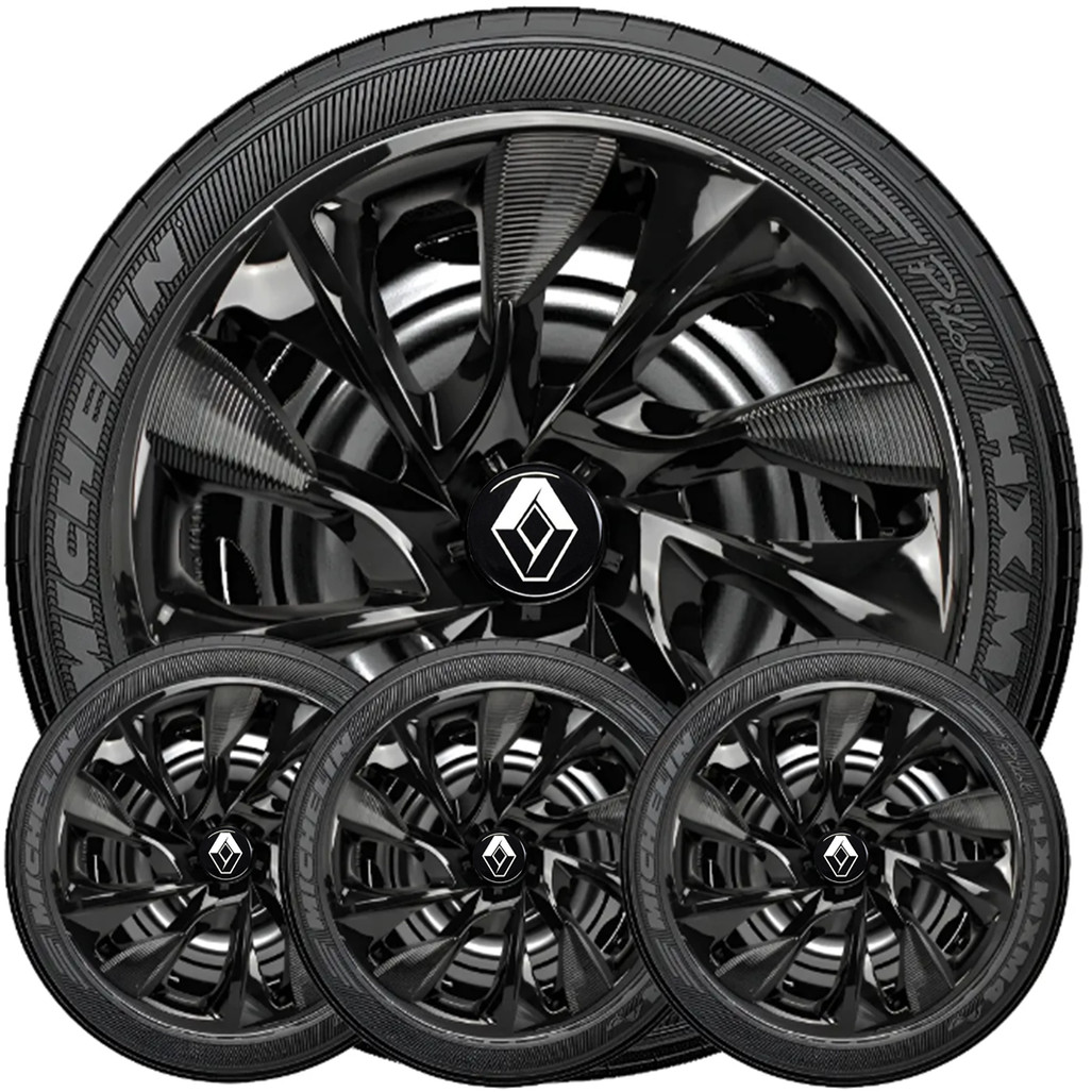Calotas Roda Aro15 Sandero Clio Logan Megane Kit 4 peças