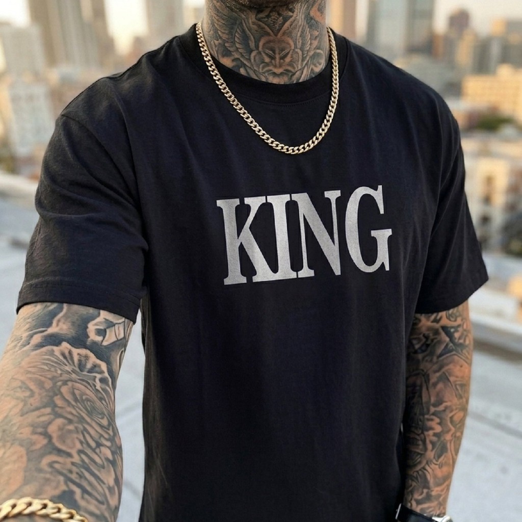 Camiseta Básica Casual Masculina Estampada King Estilosa Premium Academia Treino Presente