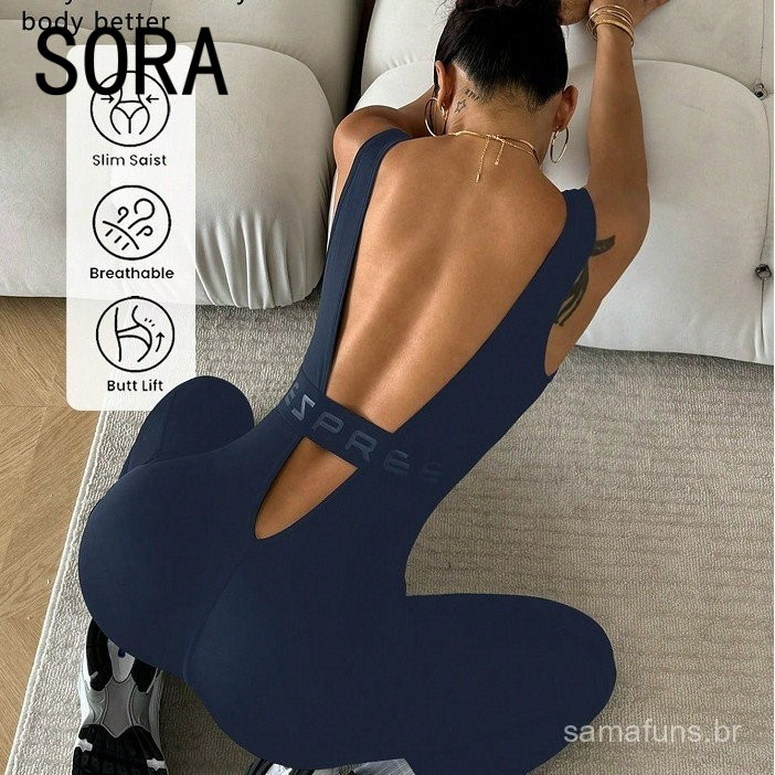 Imagem Novo estilo europeu americano apertado bonito volta yoga bodysuit esportes Fitness oco Hip-Lifting bodysuit roupas de yo