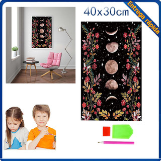 Kit de pintura diamante DIY (floresta da lua) 40x30cm diamante redondo feito à mão adequado para presentes