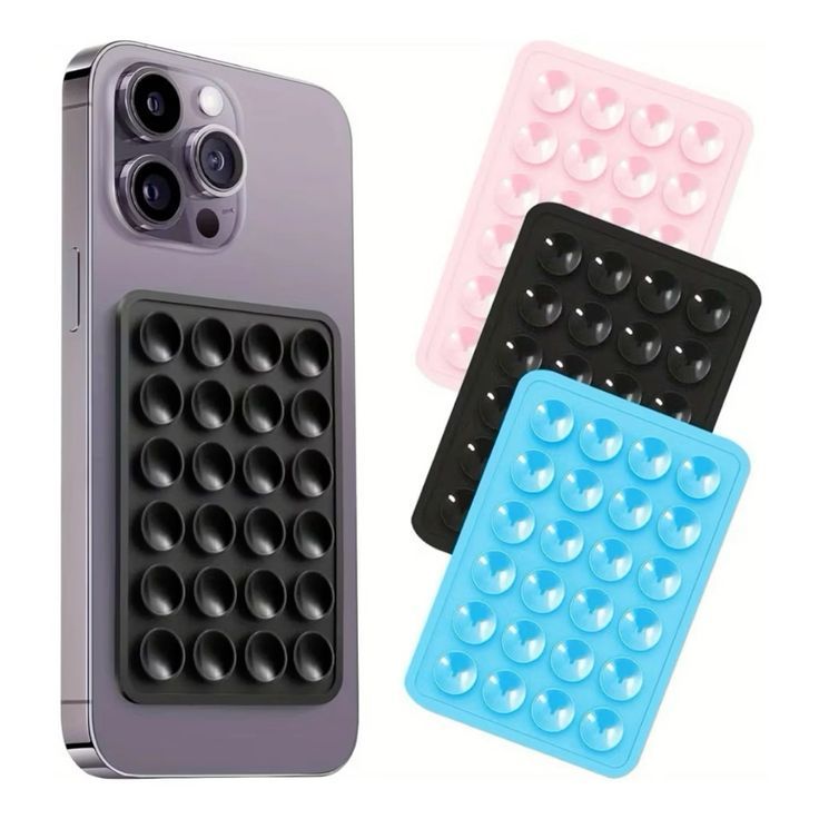 Ventosa de Silicone Dupla Face Para Celular Antiderrapante Quadrada