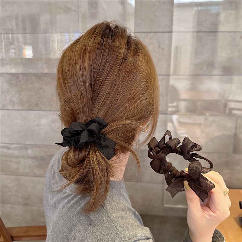 Laço de cabelo nicho Designer mão-tecido arco pequeno Scrunchy laço de cabelo influenciador corda enrolada cabeça de cab