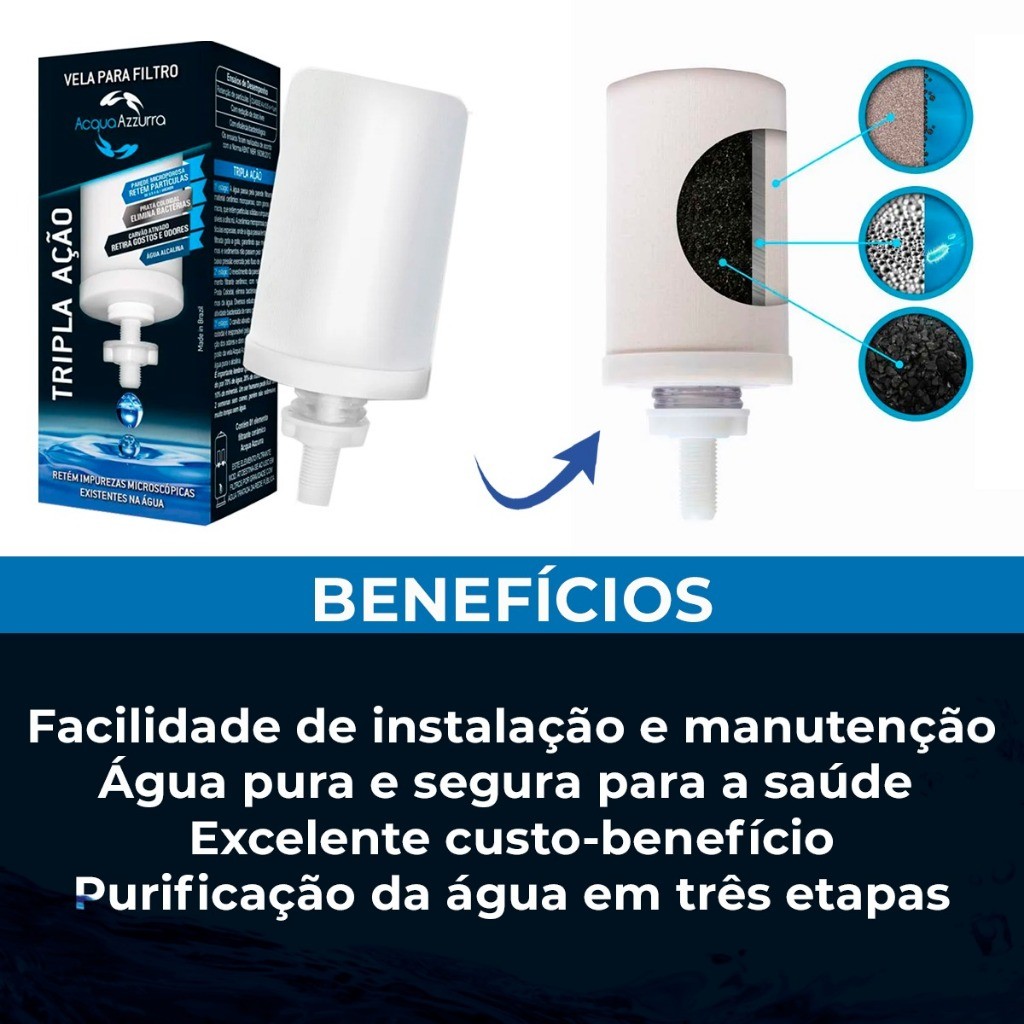 06 Velas Filtro de Barro Tripla Ação Carvão Ativado Alcalina PARA TODOS FILTRO DE BARRO ENV IMEDIATO · foto 2