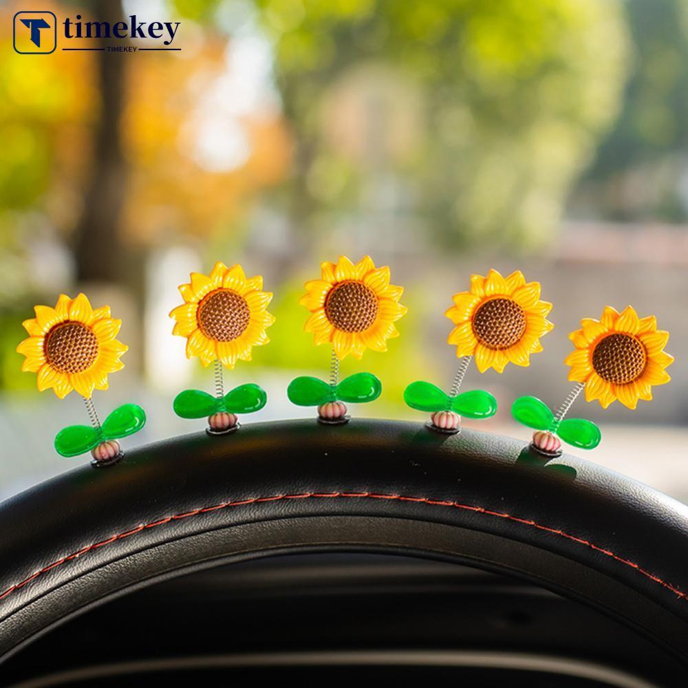 TIMEKEY 5 Pçs Dos Desenhos Animados Interior Do Carro Balançando Cabeça Flor Ornamento Decoração Primavera Shake Girassó
