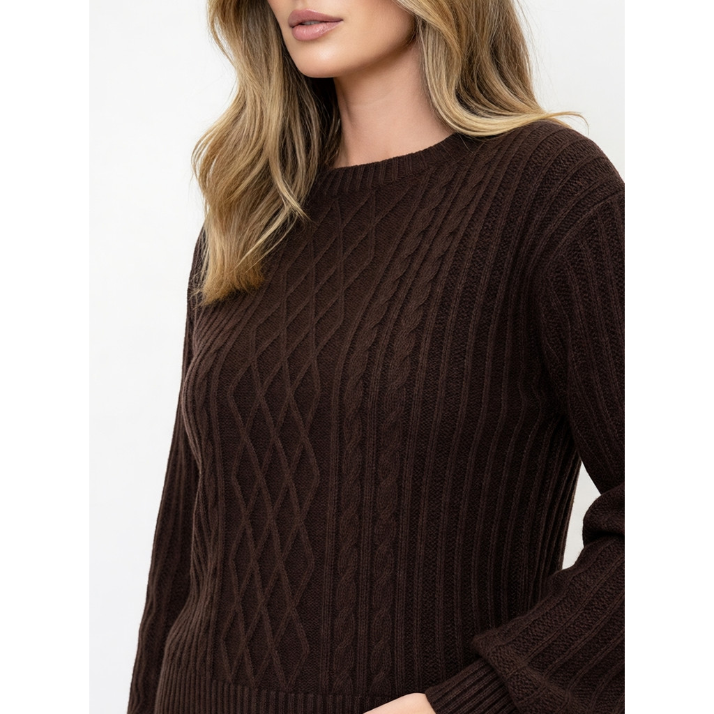 Blusa Feminina Suéter Tricot Poliéster Manga Longa Inverno
