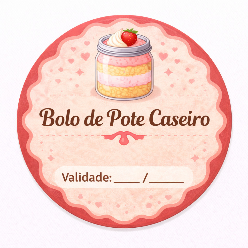 Adesivos 5x5cm para Sacolinhas bolo de pote | Etiqueta IMPERMEÁVEL Decorativa Doceria Bolo de Pote Confeitaria qualidade