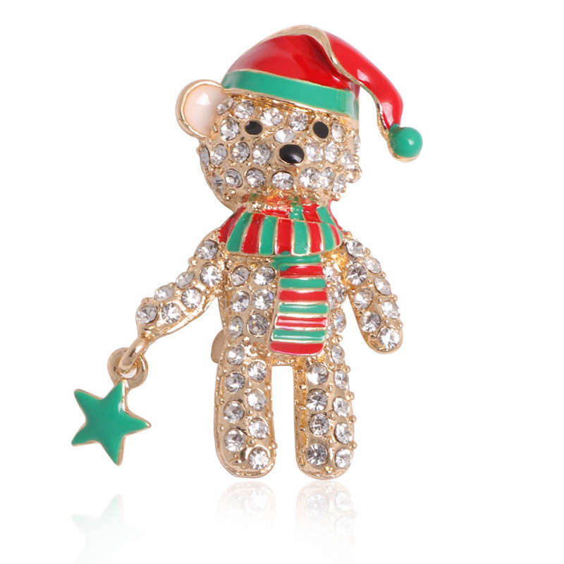 Europeu americano feriado broche pino dos desenhos animados natal urso broche roupas broche Anti-reflexo acessórios broc