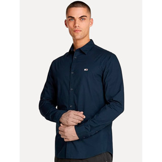 Camisa Tommy Jeans Masculina Regular Entry Poplin Azul Marinho em Oferta na Shopee