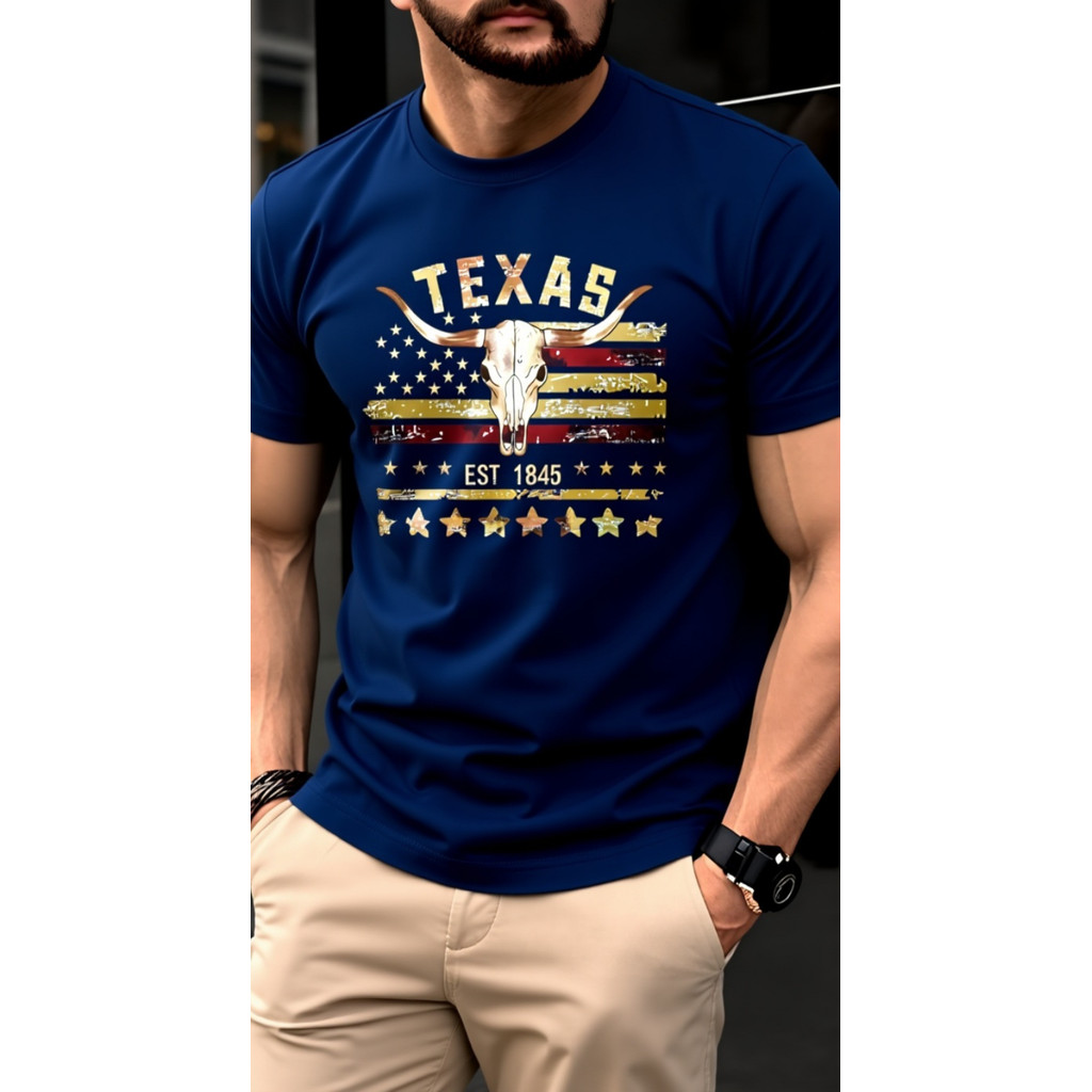 Detalhes do Camiseta Camisa masculina Texas Estampada Premium Algodão Country Promoção Rodeio Longhorn