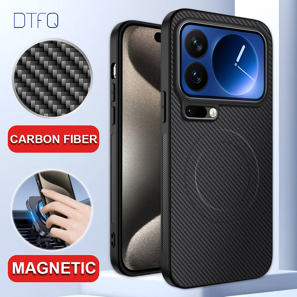 Capinha De Fibra De Carbono Capa De Couro De Luxo para Xiaomi 17 Pro / Xiaomi 17 / Xiaomi 17 Pro Max