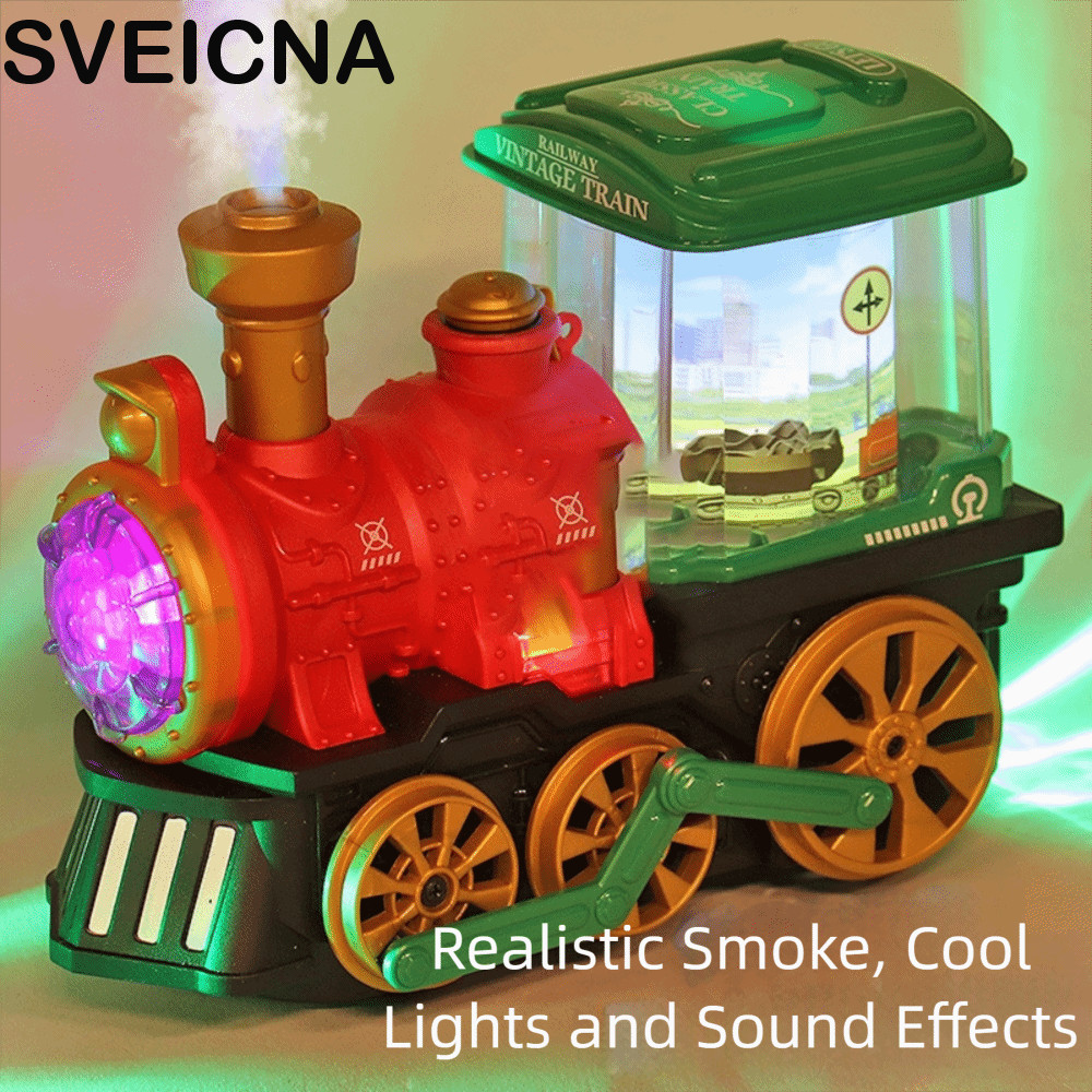 Brinquedo De Trem De Spray SVEICNA , Vapor Elétrico Com Luzes Giratórias Som , Brinquedos Trilho De Simulação