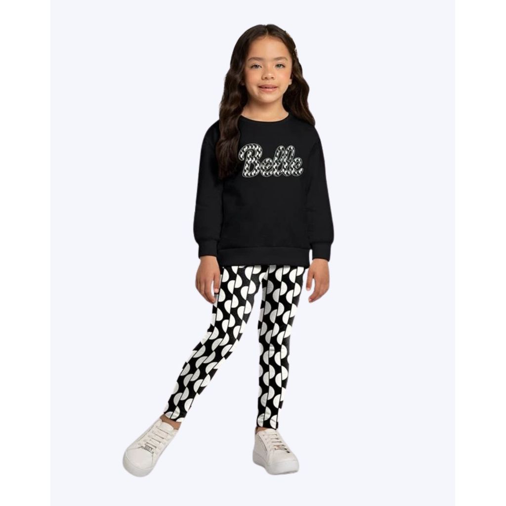 Conjunto Casaco Moletom Peluciado e Calça Legging Molicotton Peluciado Infantil Feminino Milon 2001510