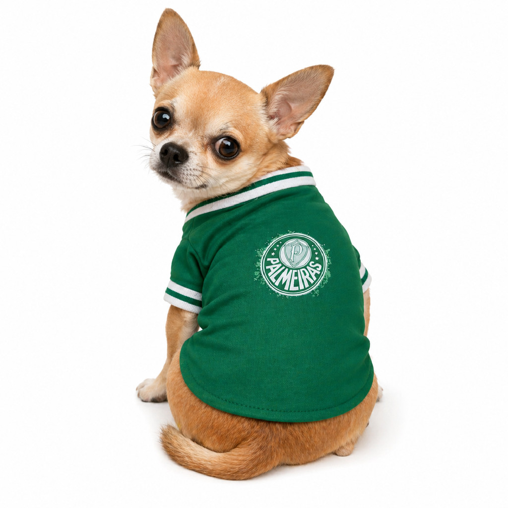Camisa Pet Verde Inspiração Palmeiras Cães e Gatos TAM 2