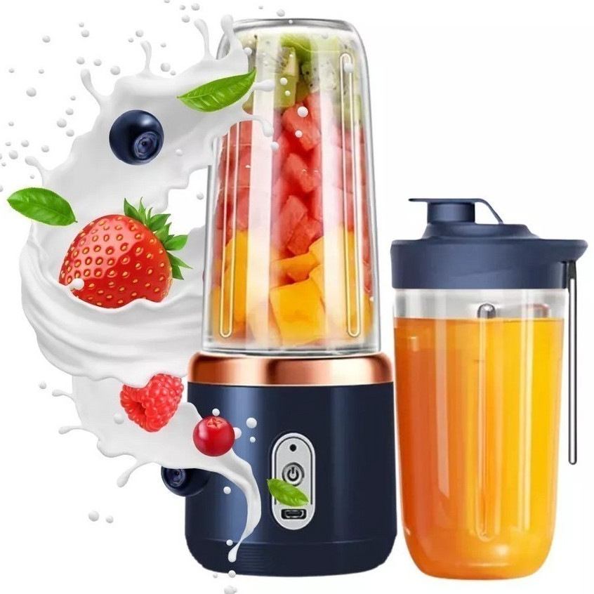 Mini Liquidificador Espremedor Elétrico Portátil De Suco De Alimentos Misturador Leite Smoothie 400ML 6 Lâminas