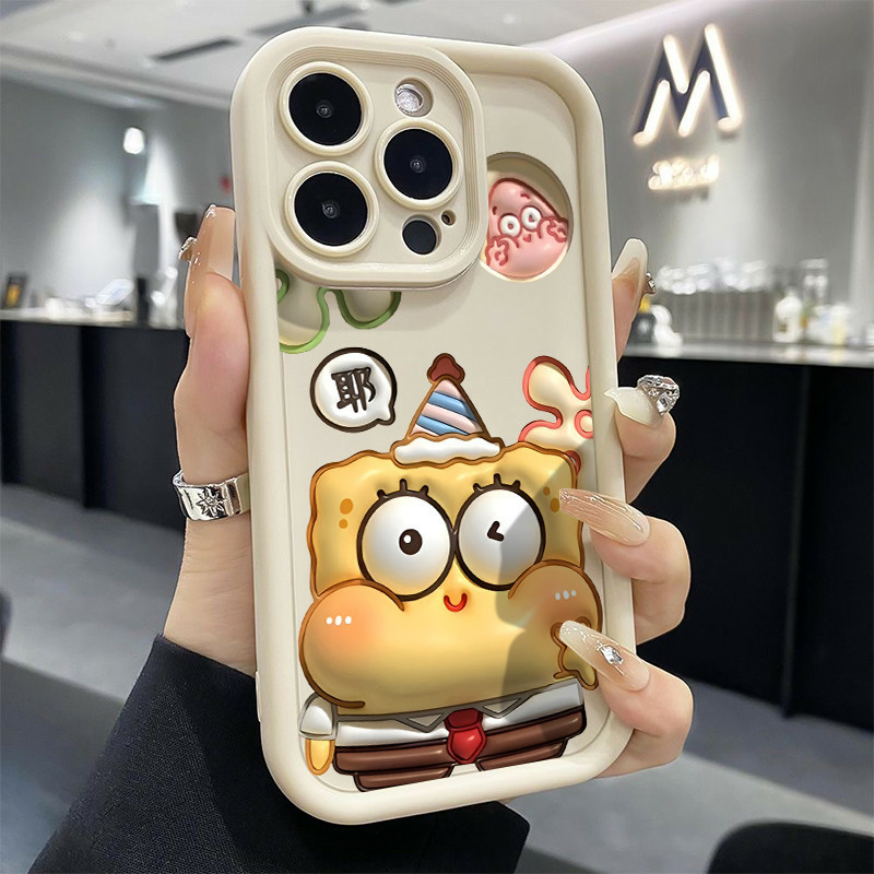 Capinha de silicone macia para Samsung Galaxy A15 A14 A05S A23 A34 A35 A55 A54 A12 A13 S24 S20FE Padrão do Bob Esponja