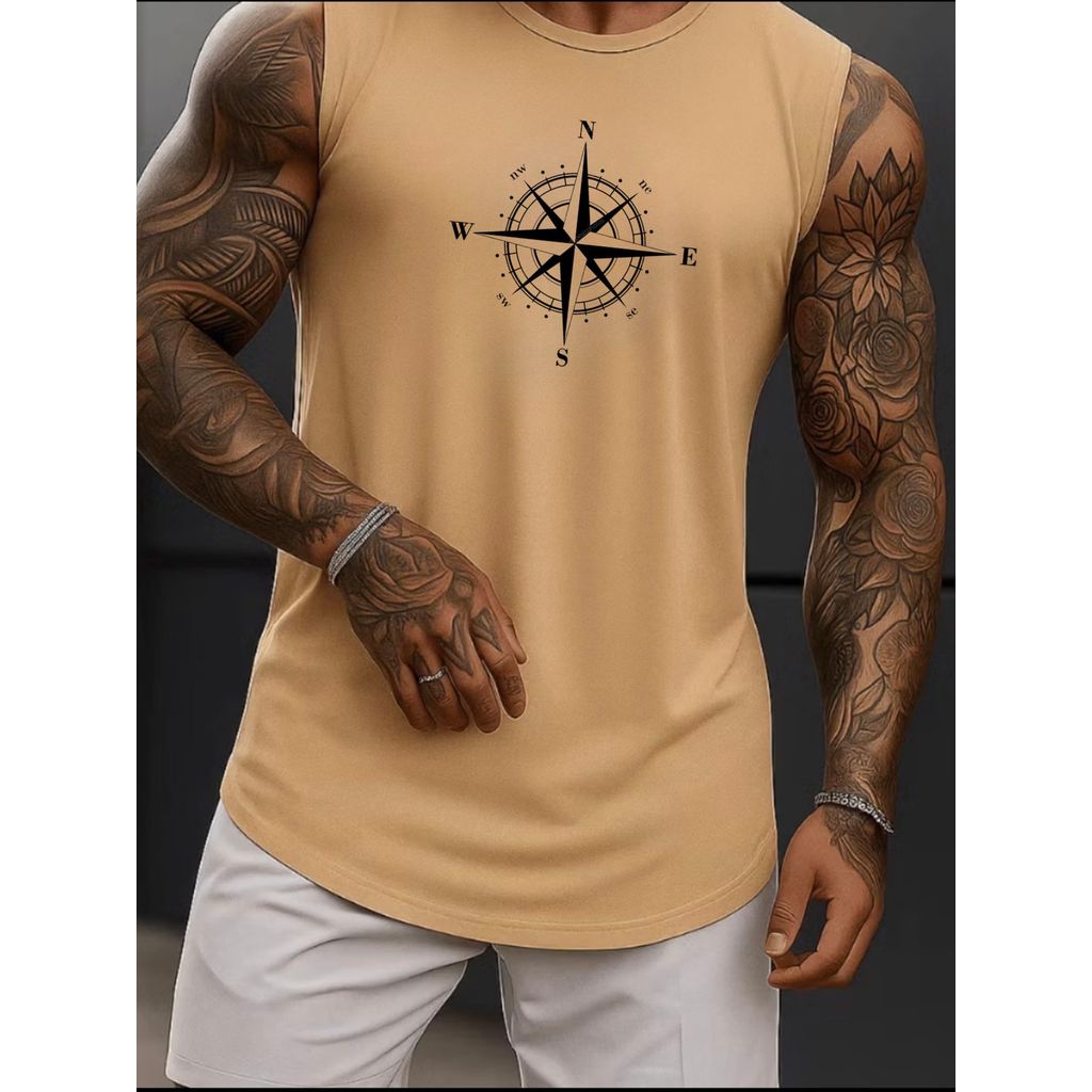 Regata Machão Masculina Bússola Norte Sul Camiseta Cavada Para o Verão E Treino Camisa Praia