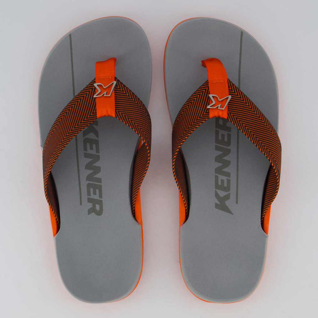 Chinelo Kenner NK6 Cinza e Laranja
