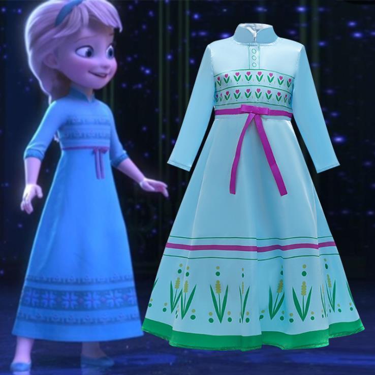 Primavera nova versão congelado 2 Elsa anna vestido de pijama cos filme mesmo estilo anna vestido de desempenho de natal