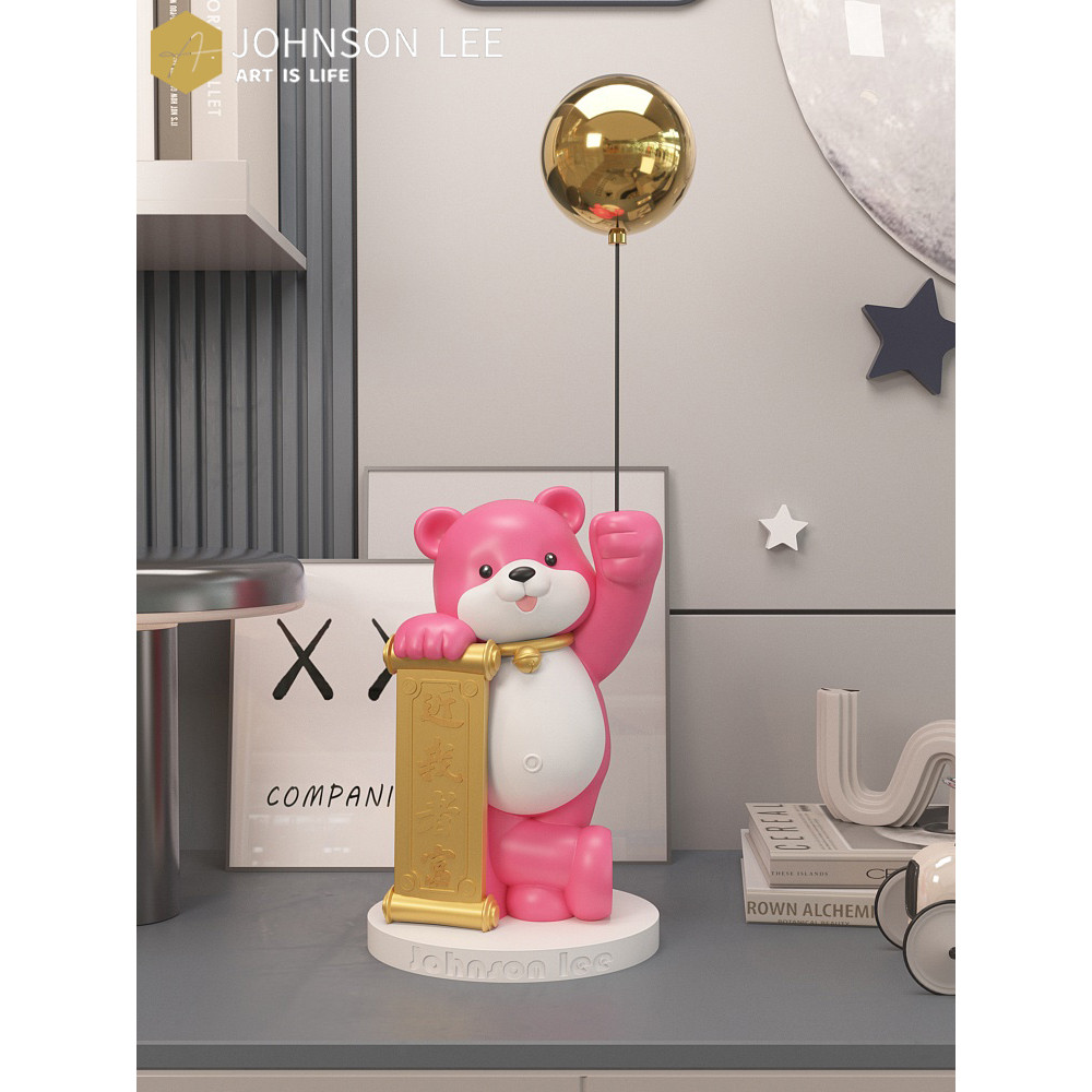 Criativo segurando balão urso sala de estar piso grandes ornamentos armário TV sofá decorações para casa Housewarming no