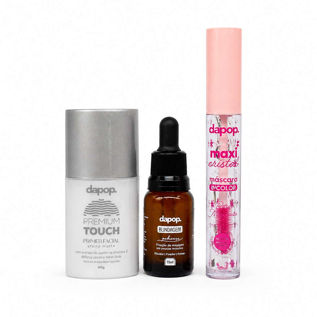 Kit Blindagem Poderosa e Máscara Incolor Para Cílios Ou Sobrancelha + Primer Facial - Dapop