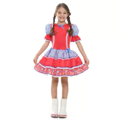 Fantasia Vestido Caipira Babados Vermelho - Festa Junina