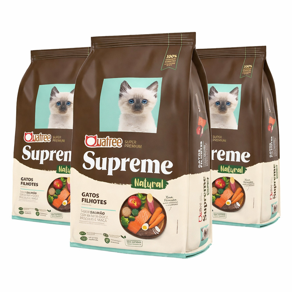 Ração Quatree Supreme Natural Gatos Filhotes Salmao 1KG
