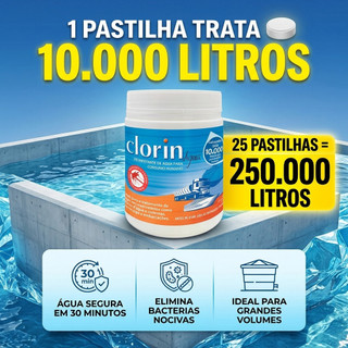 Cloro para Tratar 10.000 Litros de Água | Pote com 25 Pastilhas Purificadoras para Caixa Dágua