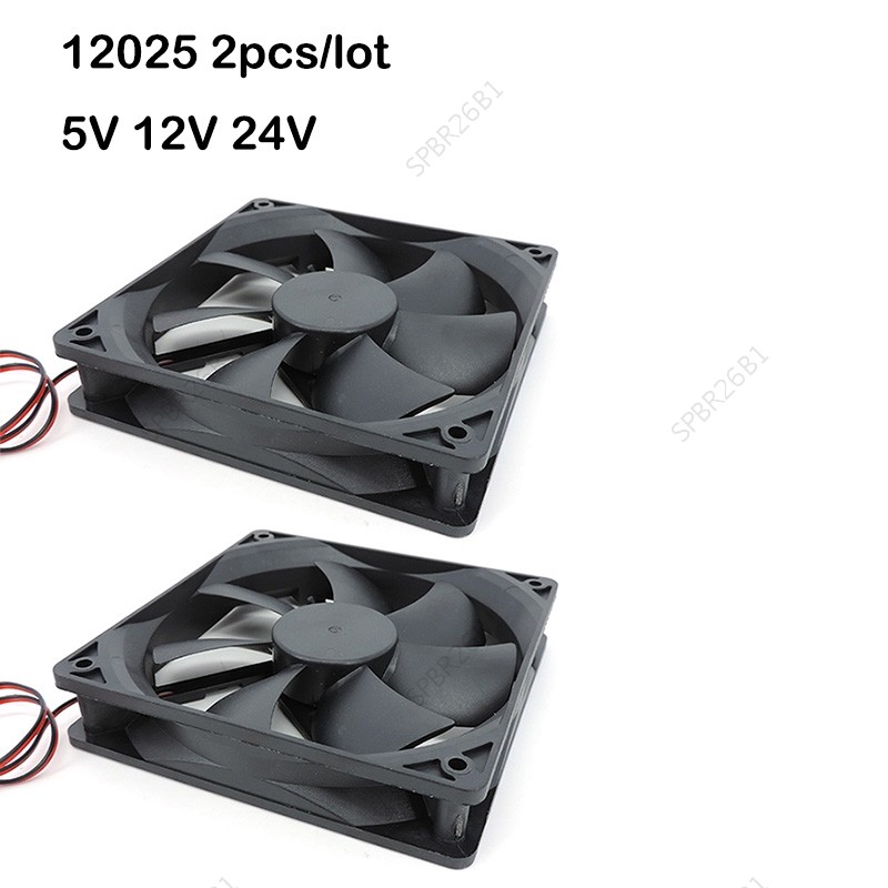 2 Pçs DC 5V 12V 24v 120mm 12cm 12025 Ventilador 120mm * 25mm De Refrigeração Sem Escova 120x120x25mm 2PIN PC Computador
