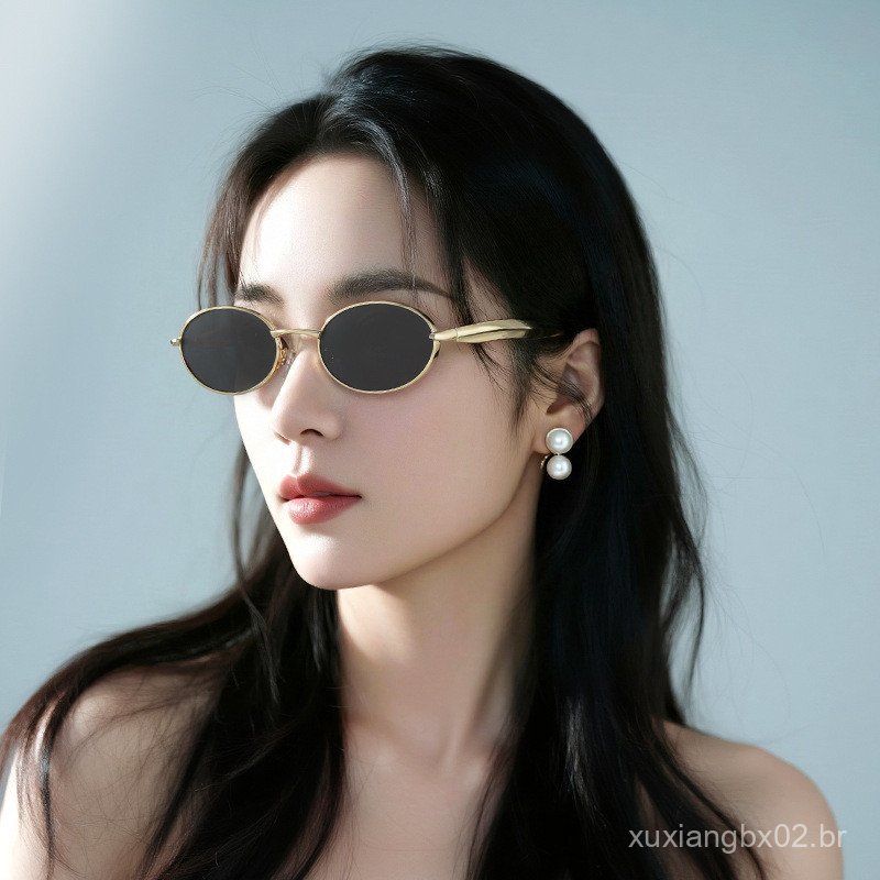 Óculos de sol aviador unissex, óculos de sol redondos femininos, óculos de sol com armação de metal, óculos de moda.