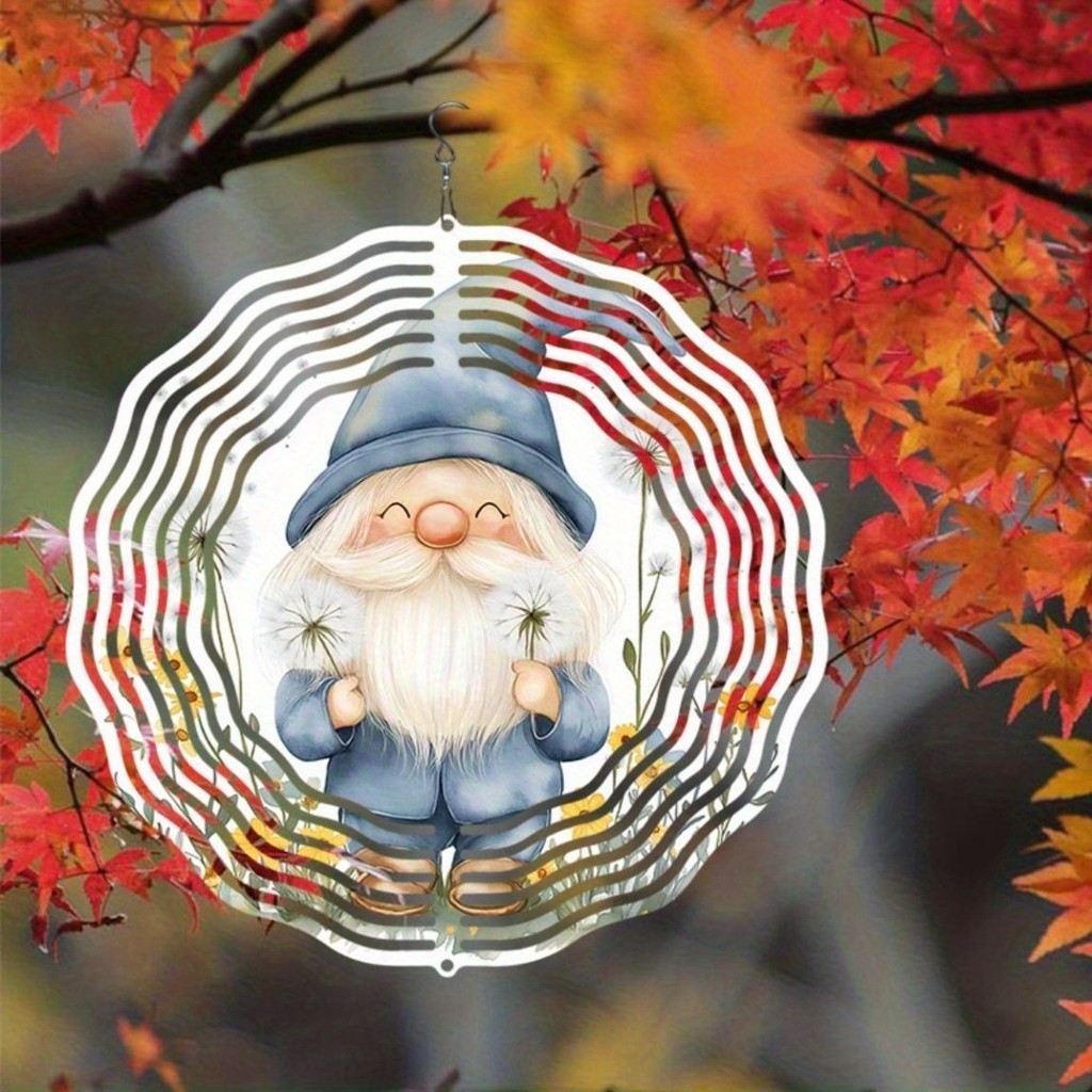 Carrilhão De Vento De Metal , Decoração De Jardim Ao Ar Livre , Presente Giratório De Gnomo Para O Natal , Ação De Graça