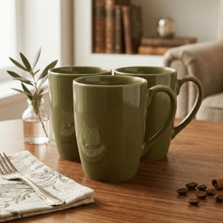 Jogo 3 Caneca 300ml Cerâmica Flora Colorida - Dolce Home / Xícara Café e Chá Cozinha / Kit Conjunto