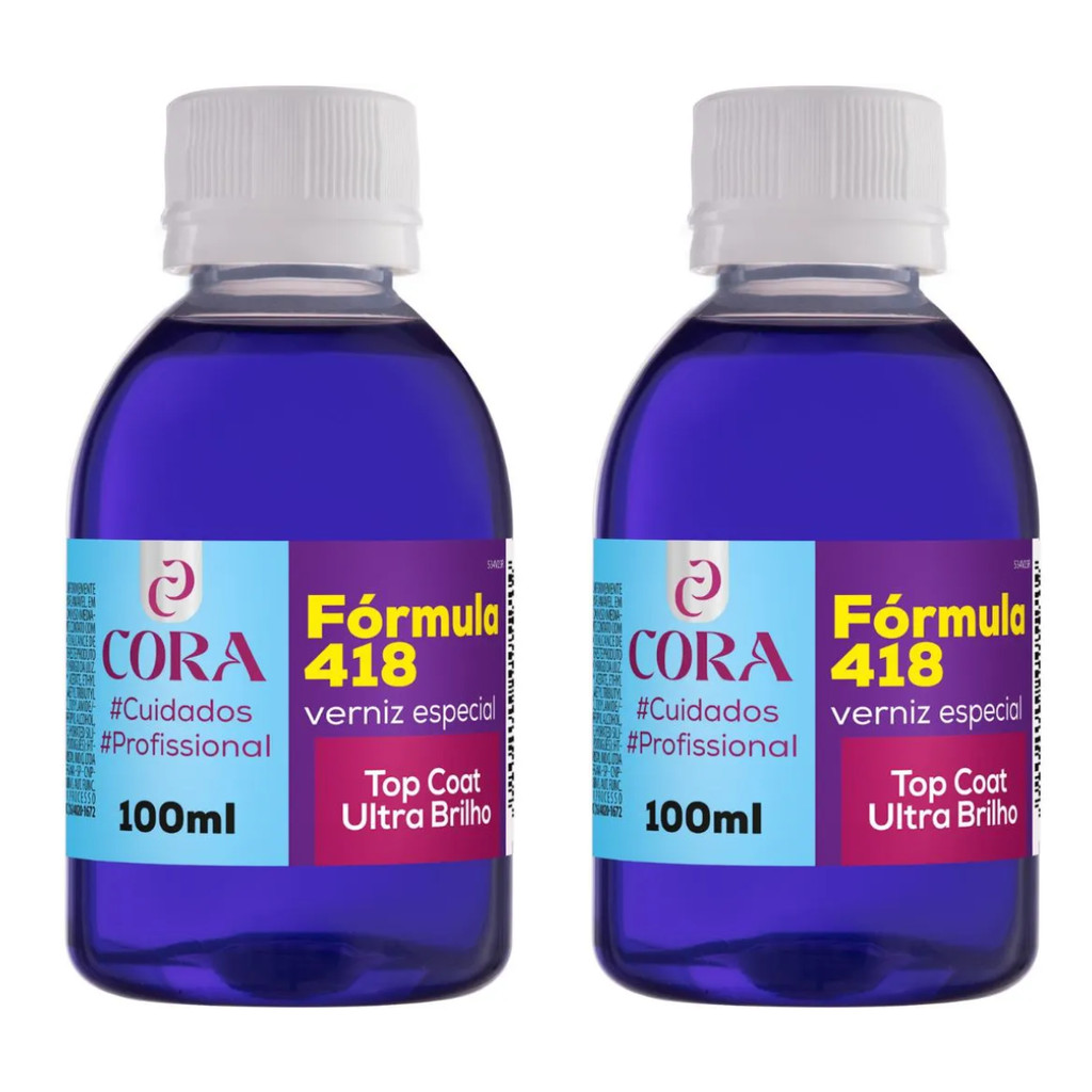 Kit c/ 2un. Top Coat 100ml Fórmula 418 Cora