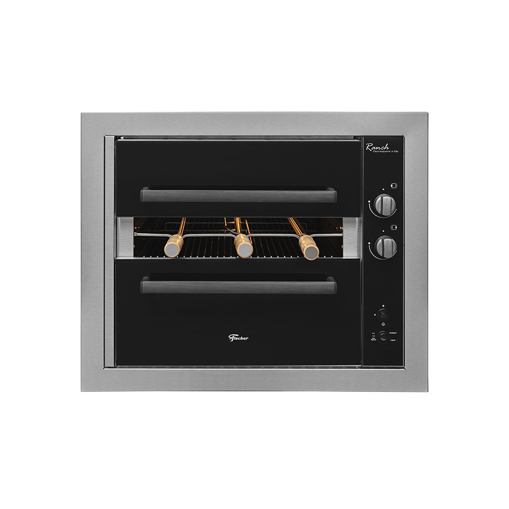 Churrasqueira Gs Embutir Ranch Grill com 3 Espetos Bivolt Inox Fischer