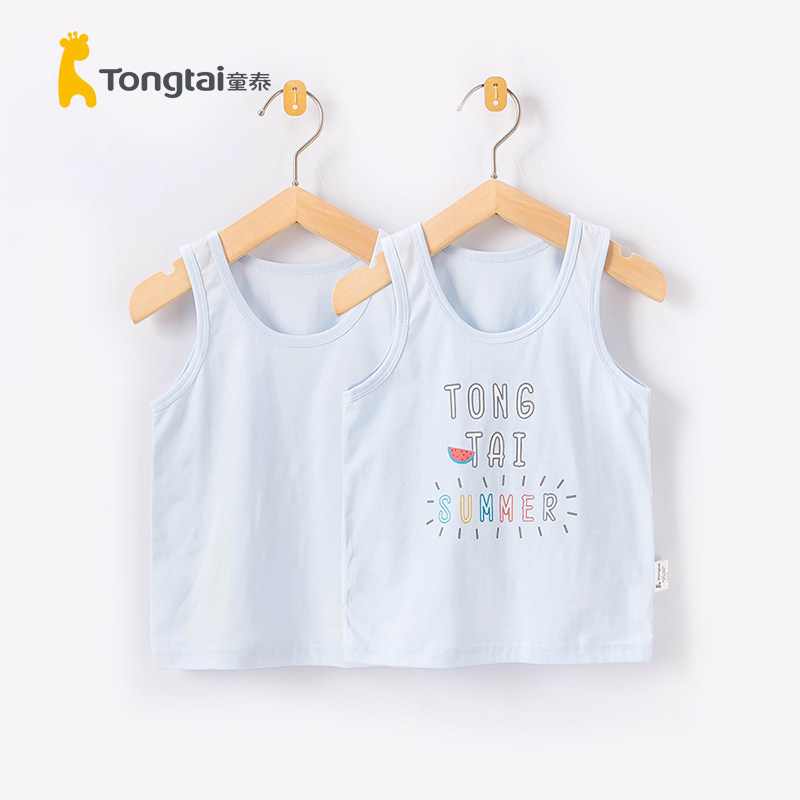 Tongtai verão infantil puro algodão camisola colete masculino feminino bebê criança colete conjunto de duas peças 1-6 an