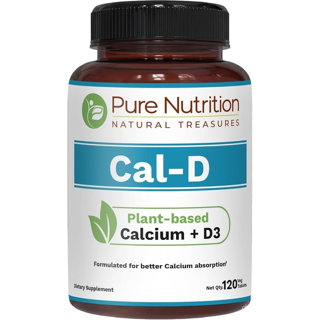 Nutrition Cal D  Cálcio à Base de Plantas com VIT D3, K2 e Magnésio |   120 Abas |   500mg de cálcio por porção |   Cál