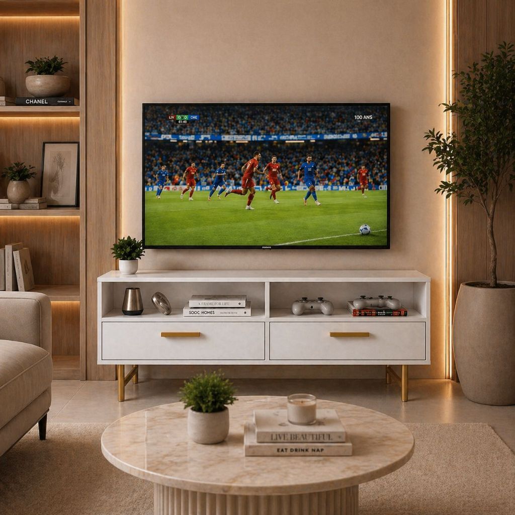 Rack Bancada Sala Turim Copa para TV ate 40 Polegadas 02 portas basculante - Opcao Pes Ferro e Pes Retro - Ver cor