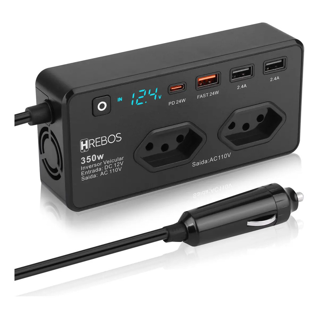 Inversor De Tensão 12v Para 110v 350w Usb Carro Automotivo