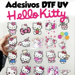 Adesivos DTF UV Hello Kitty imagens Personagem Hello Kitty