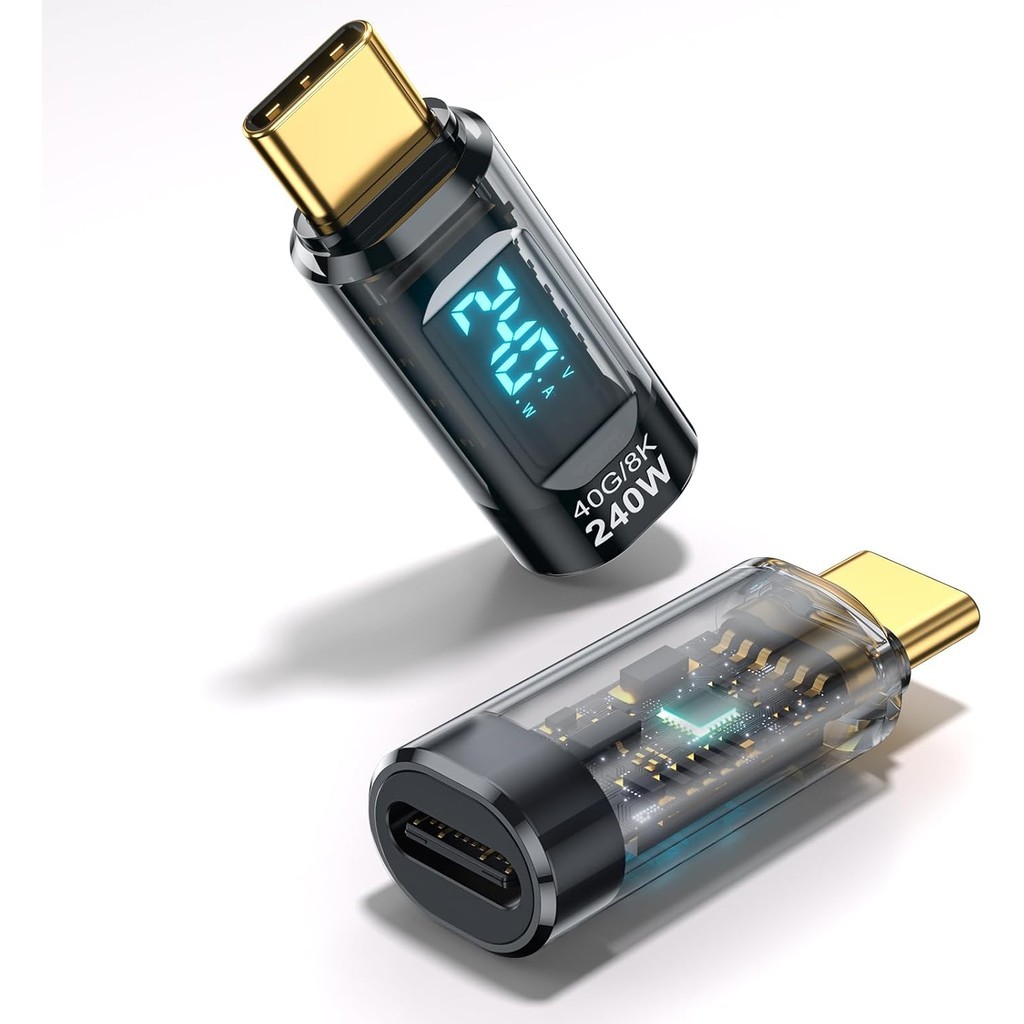 Adaptador USB C De 240 W , Testador De Medidor De Energia Transparente (2 Pacotes) Com Display Digital LED Wattage