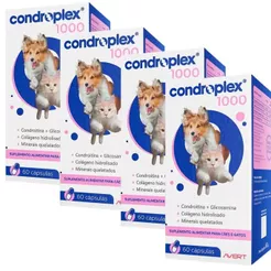 Kit 4 Condroplex 1000mg 60 Cápsulas Suplemento Cães E Gatos