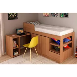 Cama Solteiro CM8021 Multifuncional c/ Escrivaninha Amêndoa - Tecno Mobili