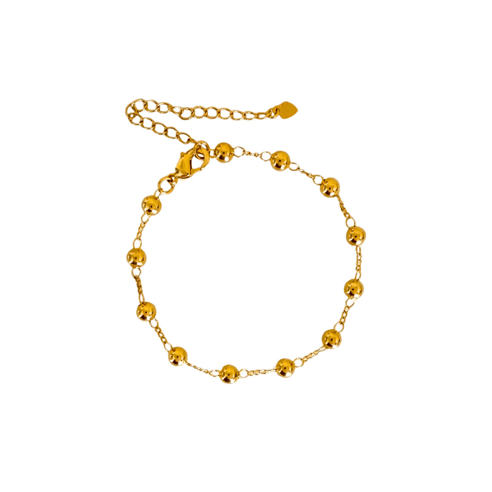 Pulseira Feminina Clássica Esferas Banhada a Ouro 18k com Extensor - Semijoia Ciela