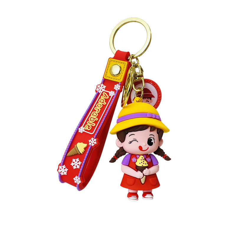 Bonito criativo dos desenhos animados sorvete meninos meninas chaveiro pingentes estudante mochilas ornamentos casais re