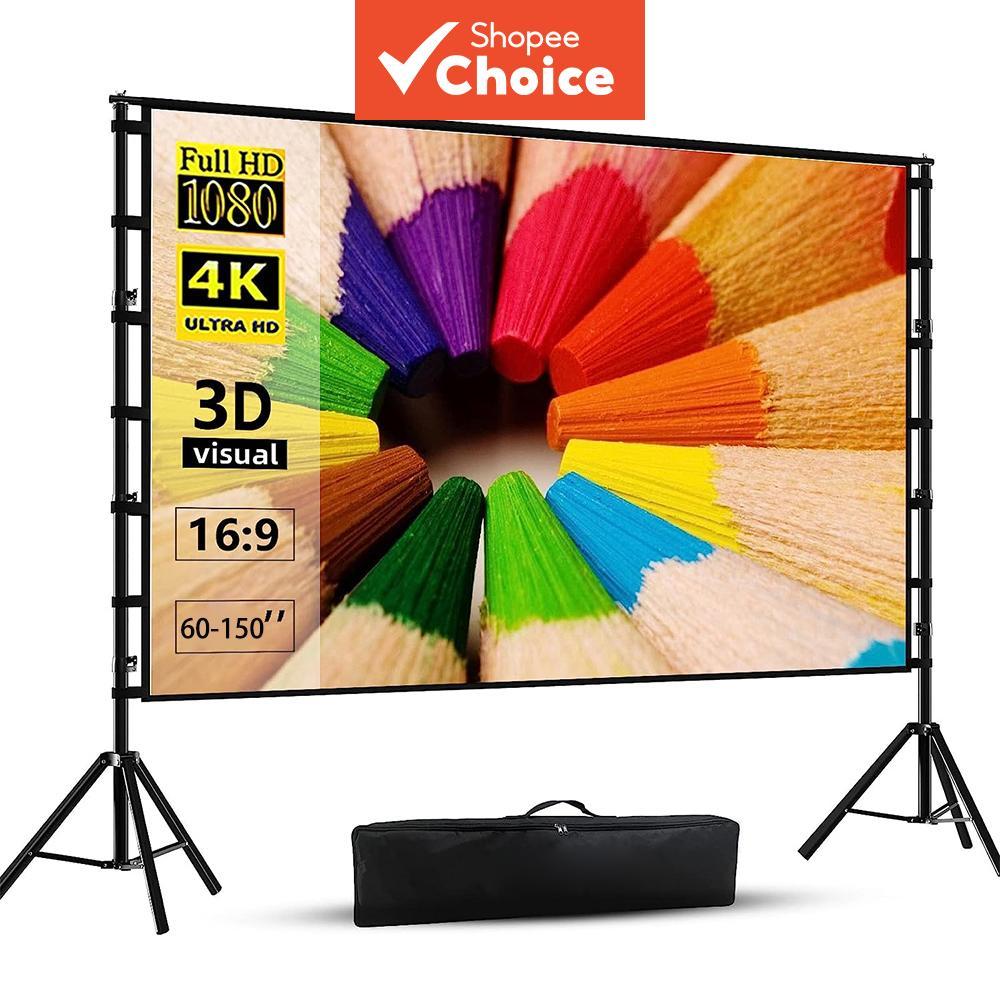 Tela de Projetor com Suporte Branco Sem Dobras 160 Graus Tela Dupla Face para Home Theater