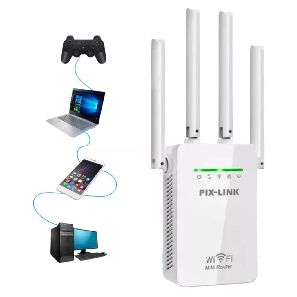 Repetidor WiFi 1200Mbps 4 Antenas Amplificador de Sinal Pix-Link