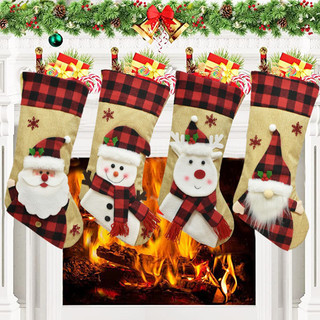 Boneca sem rosto enfeites de natal flanela 3D tridimensional dos desenhos animados meia de natal saco de presente orname