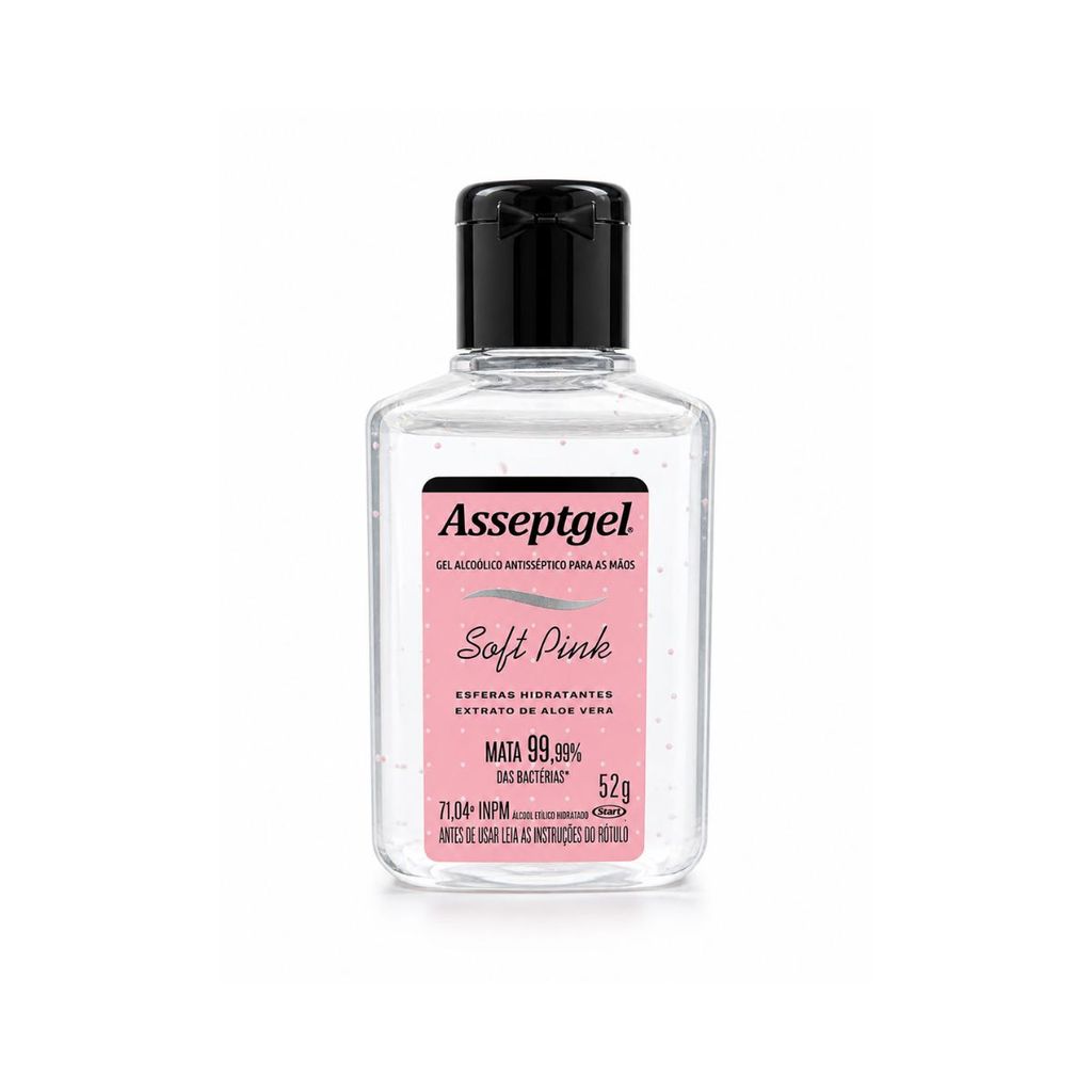 Gel Antisséptico Soft Pink e Aloe Vera 52g Asseptgel Start