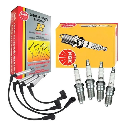 Jogo Cabos E Velas Ngk Corsa Celta 1.0 8v Vhc Gasolina 70 Cv Preto