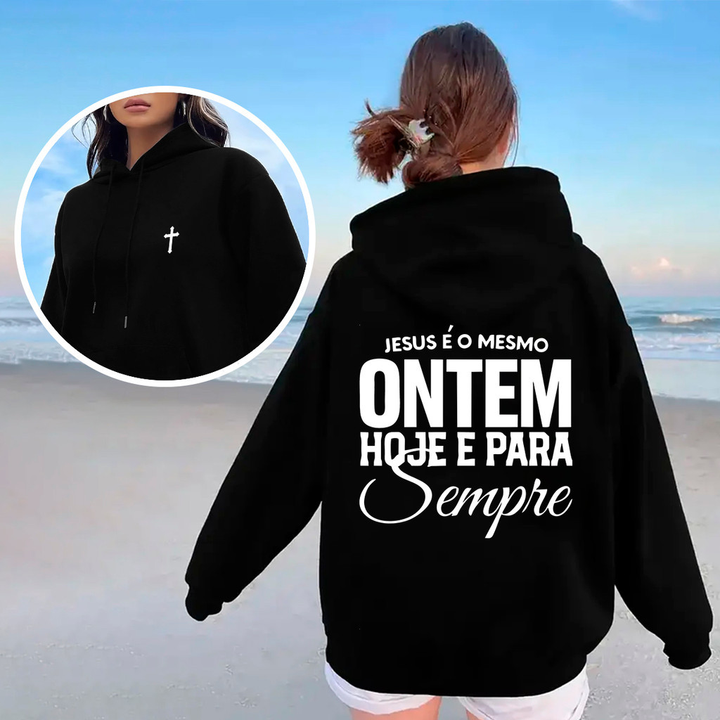 Moletom Feminino Cristão Com Estilo Fé Na Constância De Jesus P ao Casaco Flanelado Canguru Liso