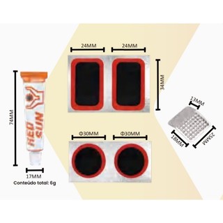Kit Reparo Pneu Bike Bicicleta Remendo Vipal + Cola KIT REMENDO FRIO RAPIDO KIT COM 8 PÇS peneu furado